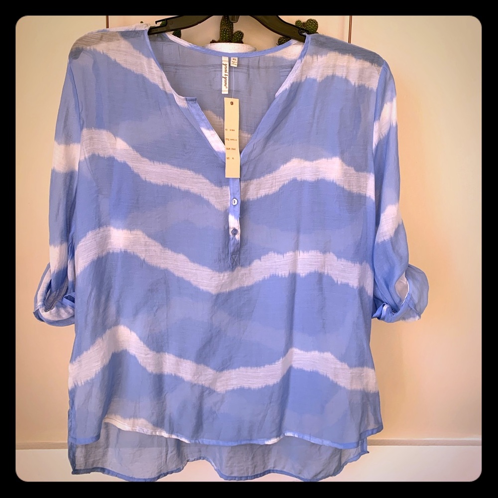 NWT grand & greene Cloud Tie Dye Blouse XL